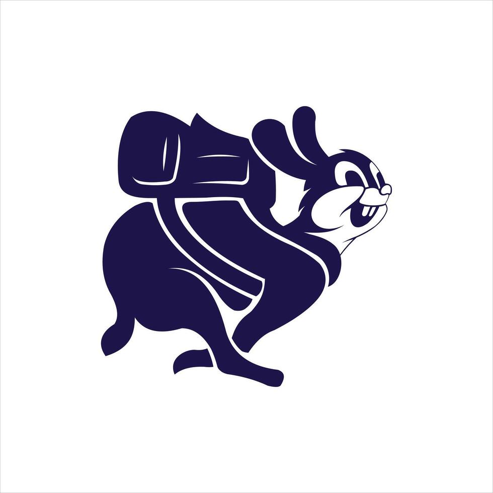 A rabbit with a backpack running in the background vector