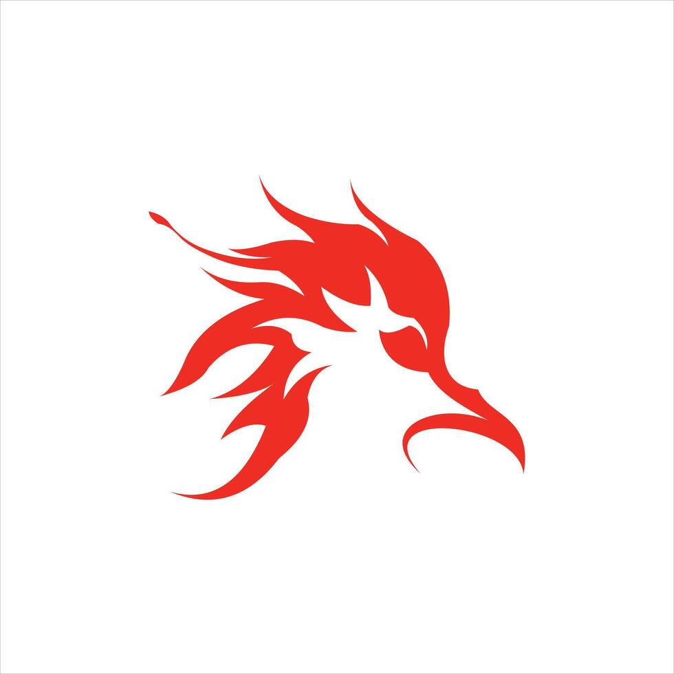 Red fiery phoenix head illustration logo design vector