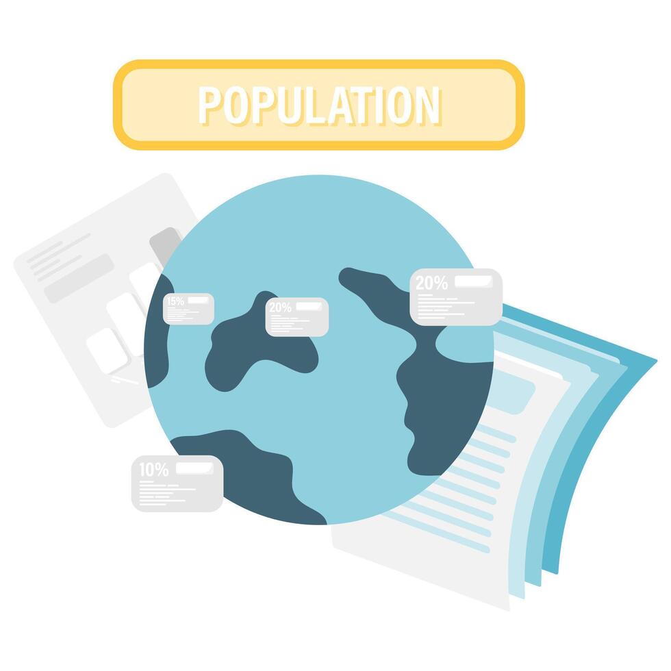 world population data, business and financial analysis vector