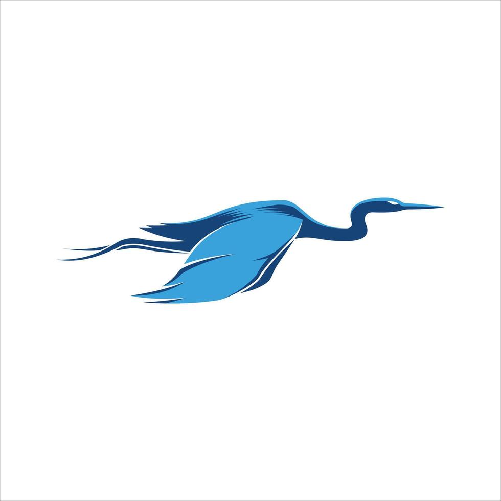 A blue heron flying in the air vector