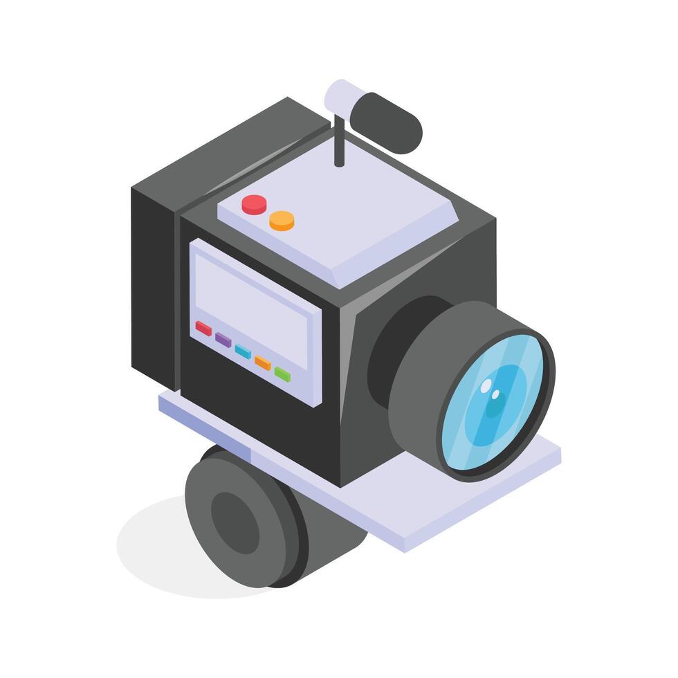 A vibrant isometric icon of a professional camera. vector