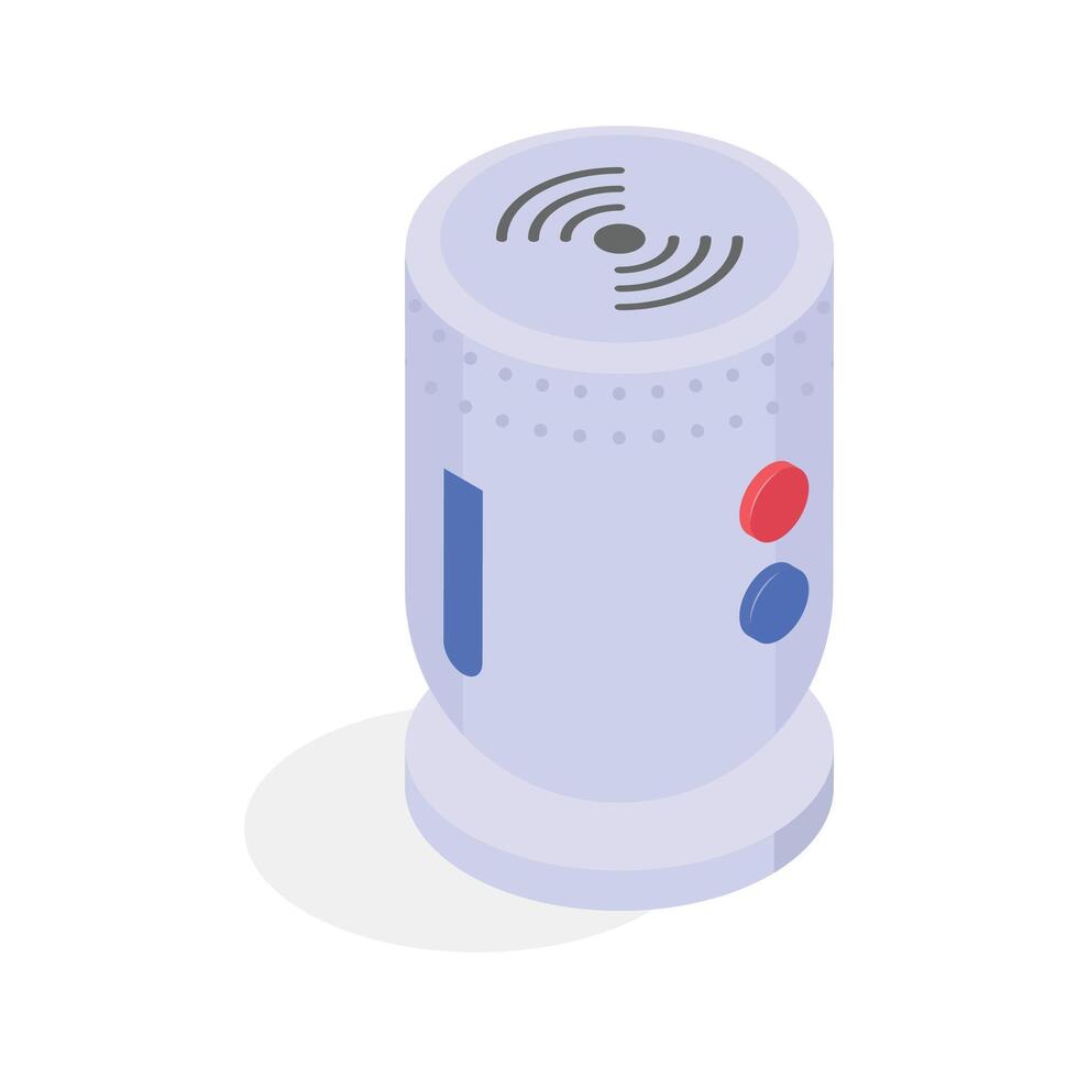 An isometric illustration of a wireless smart speaker vector