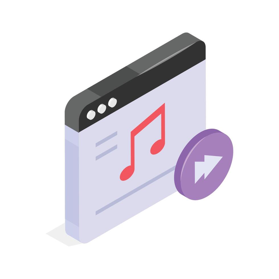 Digital music player, concept icon of online music in isometric style vector