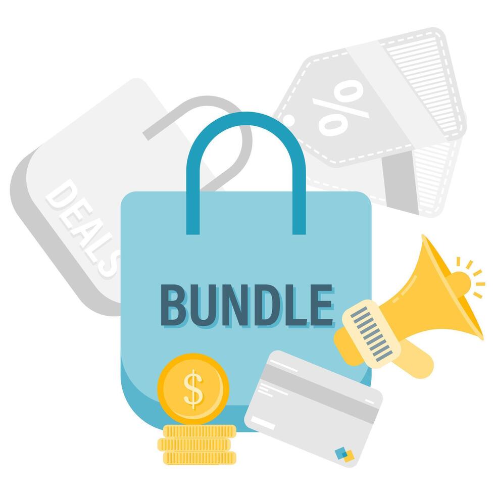 product bundle offer, online shopping and discount offers vector