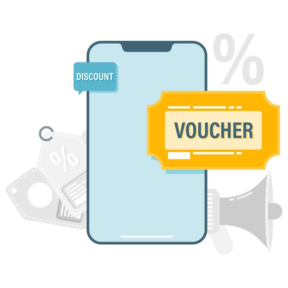 smartphone with a digital voucher vector
