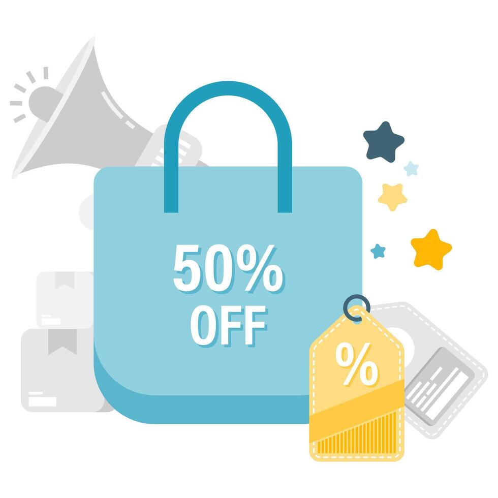 shopping bag with a discount symbol vector