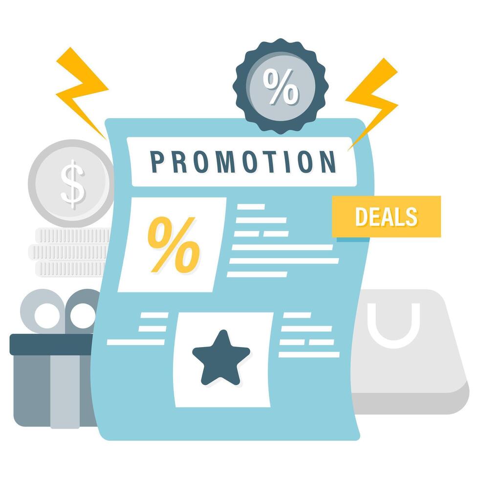 promotional poster and discount, online shopping and discount offers vector