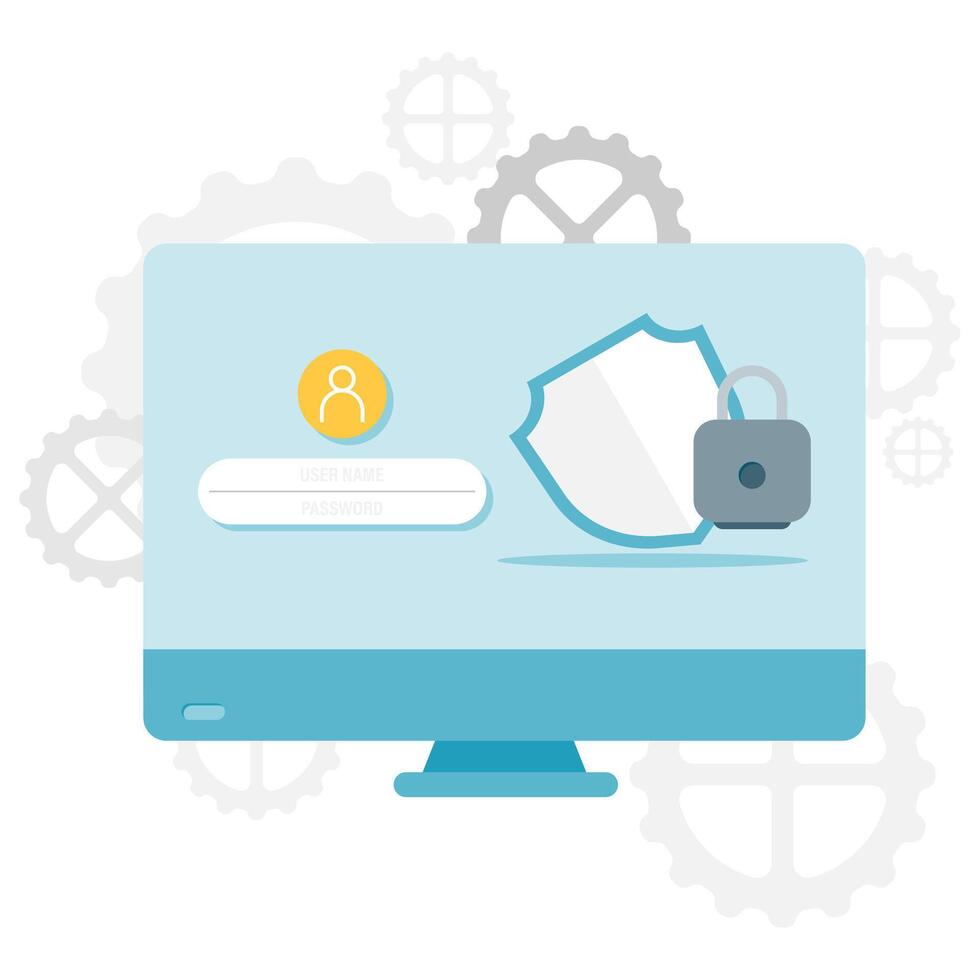 computer login security, digital security and access points vector