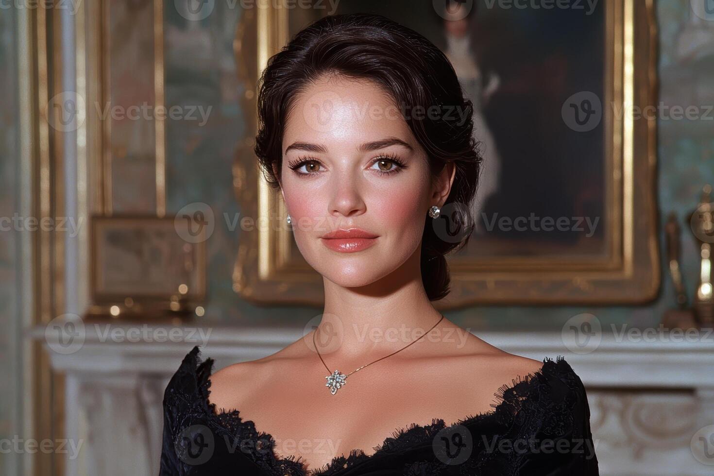 Elegant woman in a classic portrait setting photo