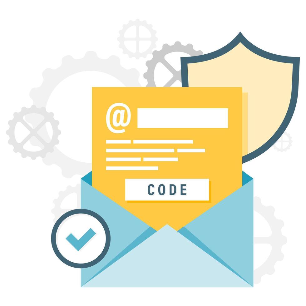 email code verification, digital security and access points vector
