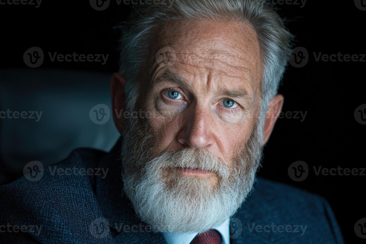 Portrait of an older man with a beard looking at the camera photo