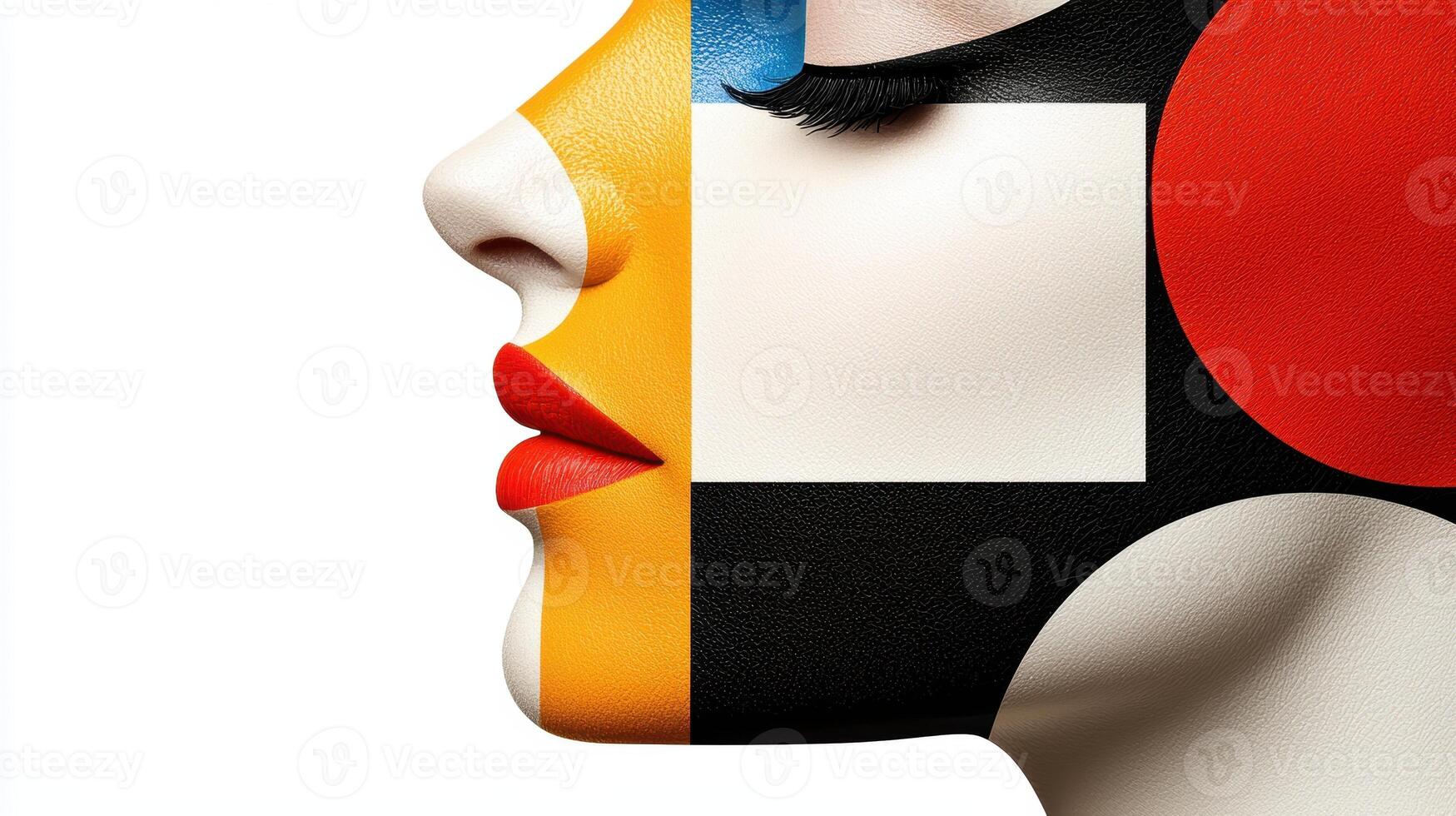 Abstract face with geometric shapes in a modern art style photo