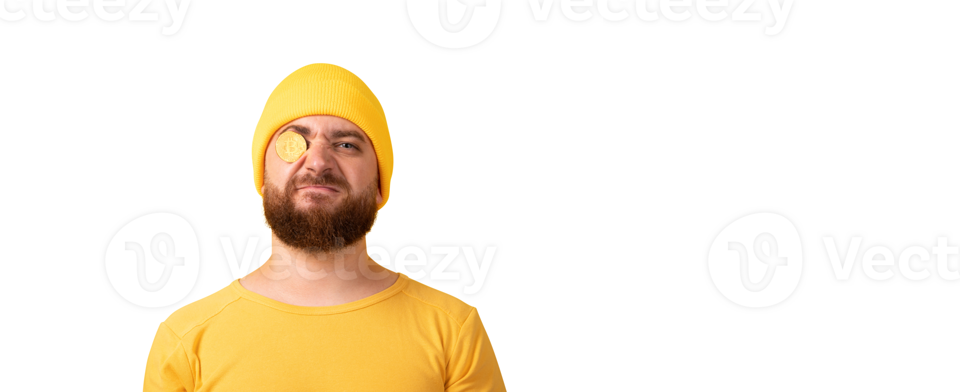 funny man with bitcoin isolated png