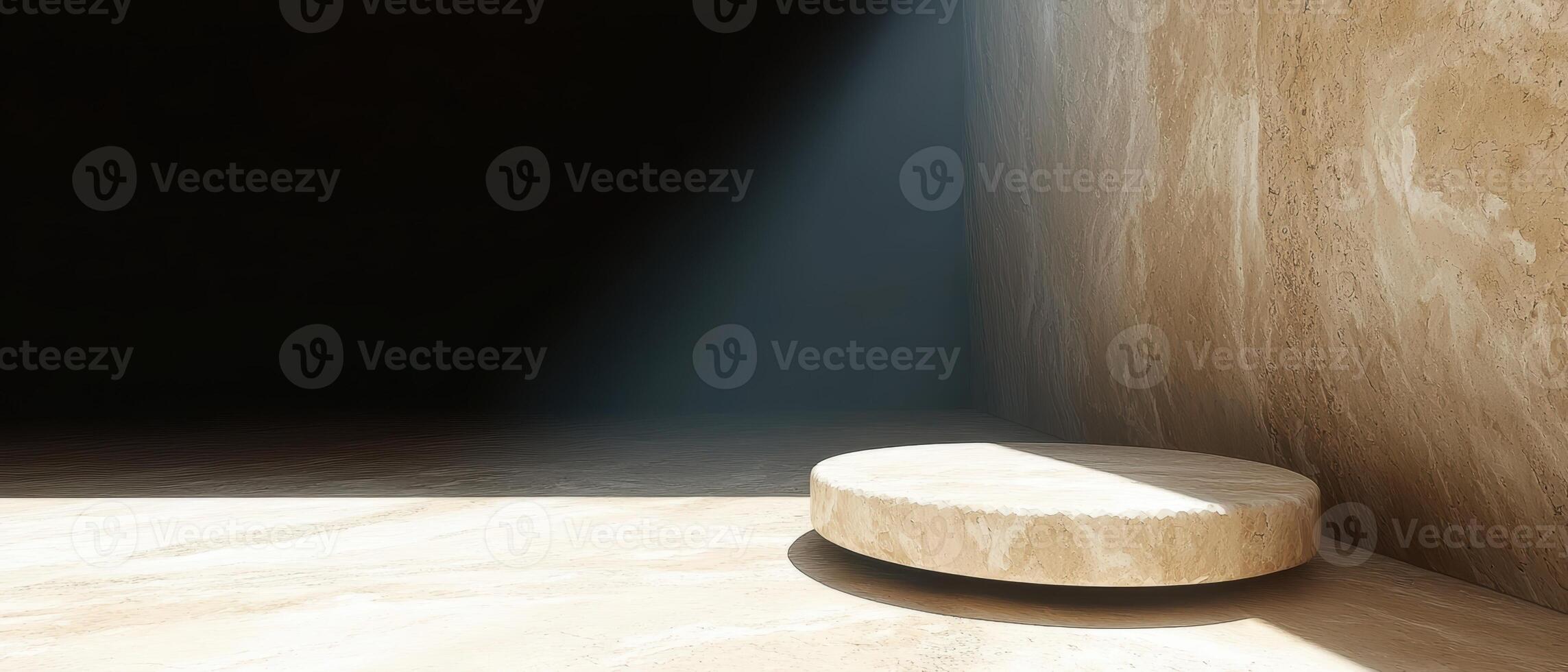 Minimalist product display platform in a studio with natural lighting photo