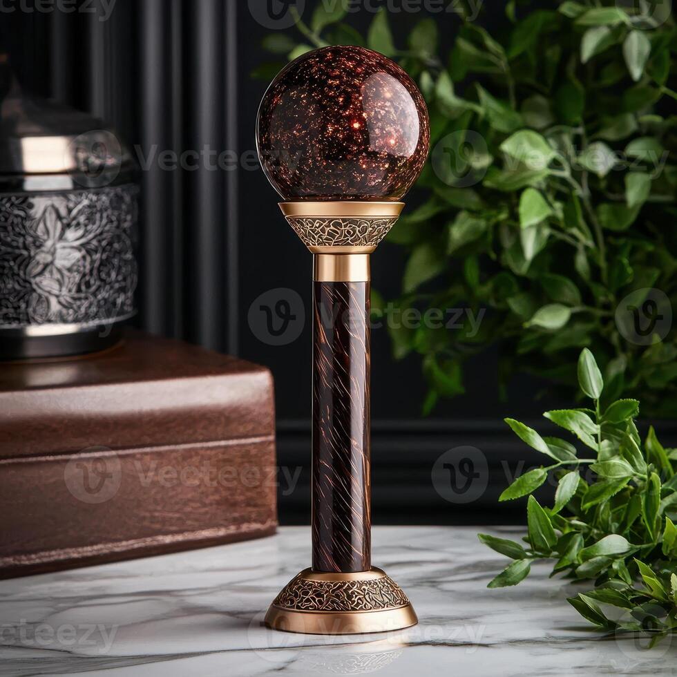 Elegant decorative orb on a pedestal, creating a sophisticated ambiance photo