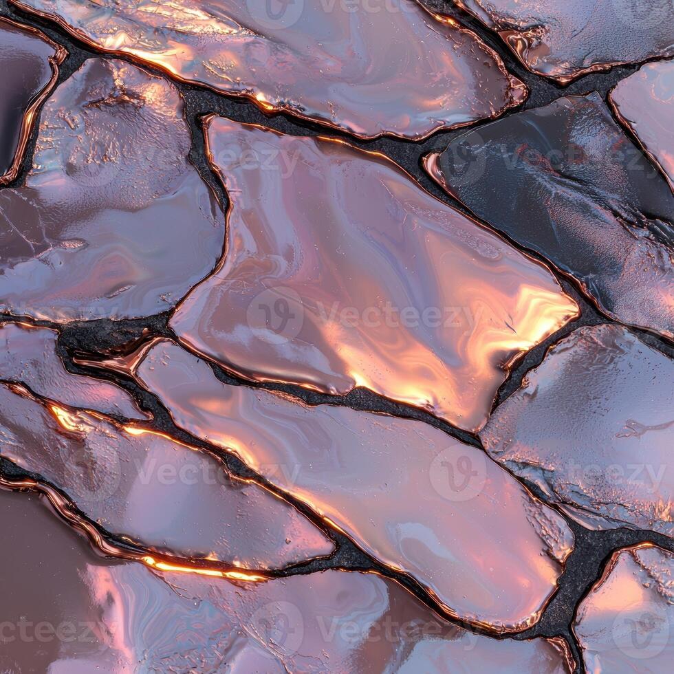 Abstract background of iridescent stones with golden edges photo