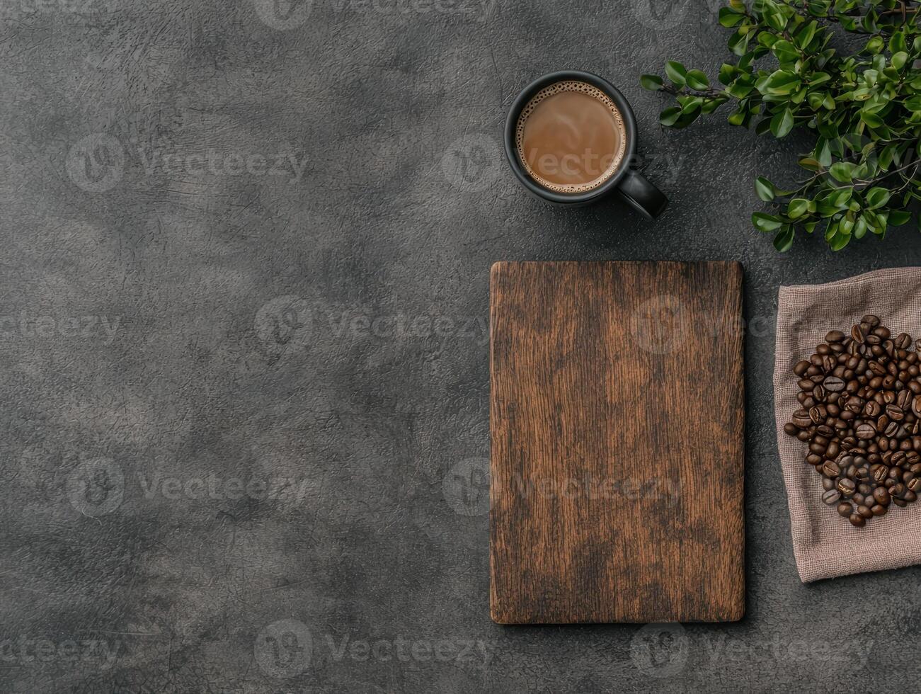 Coffee and coffee beans on a dark background photo