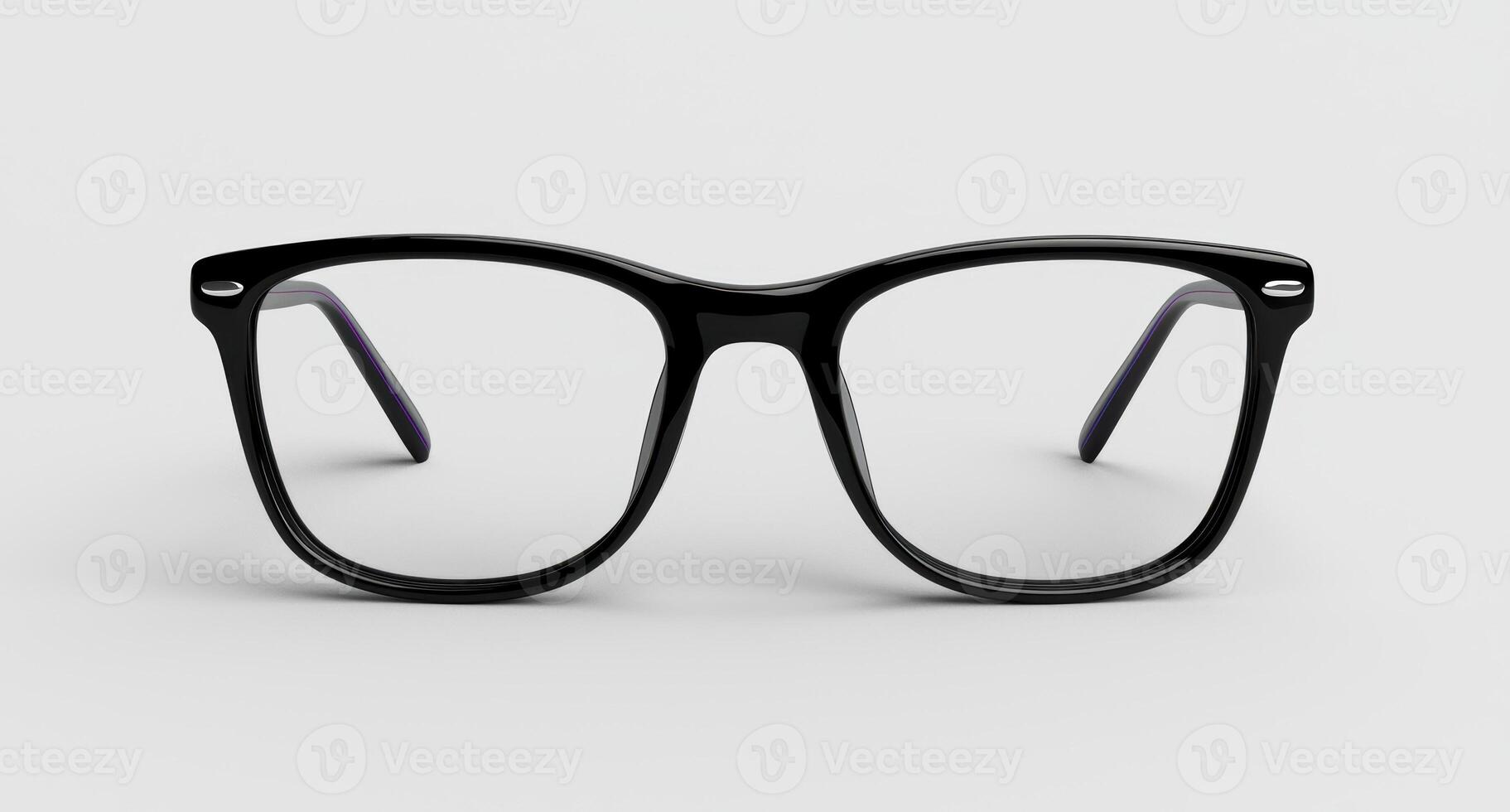 Black framed glasses on a white background photo