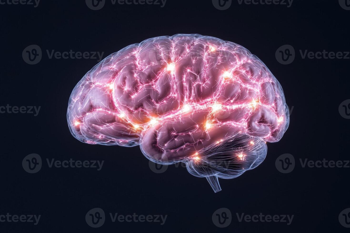 Brain activity with glowing neural network connections photo