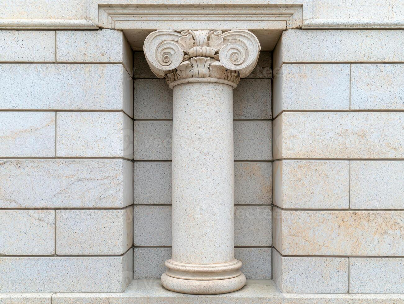 Architectural column in a stone wall photo