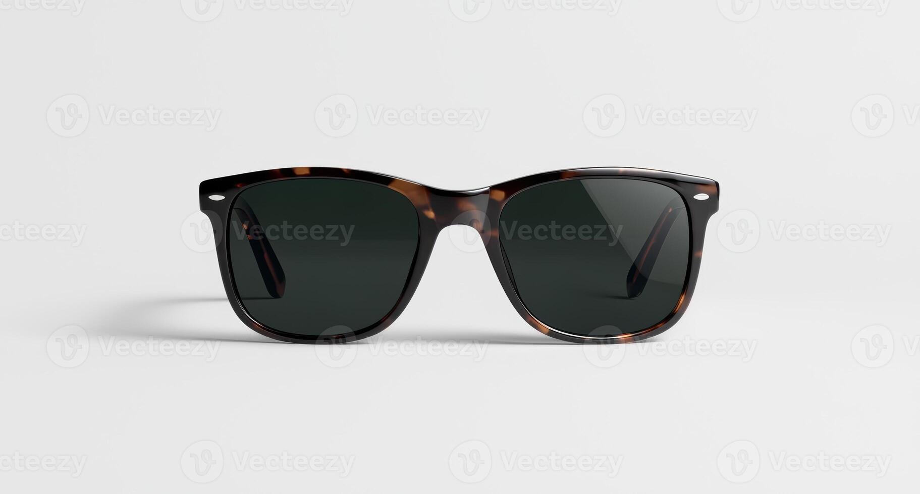 Stylish sunglasses with a tortoise shell frame on a white background photo