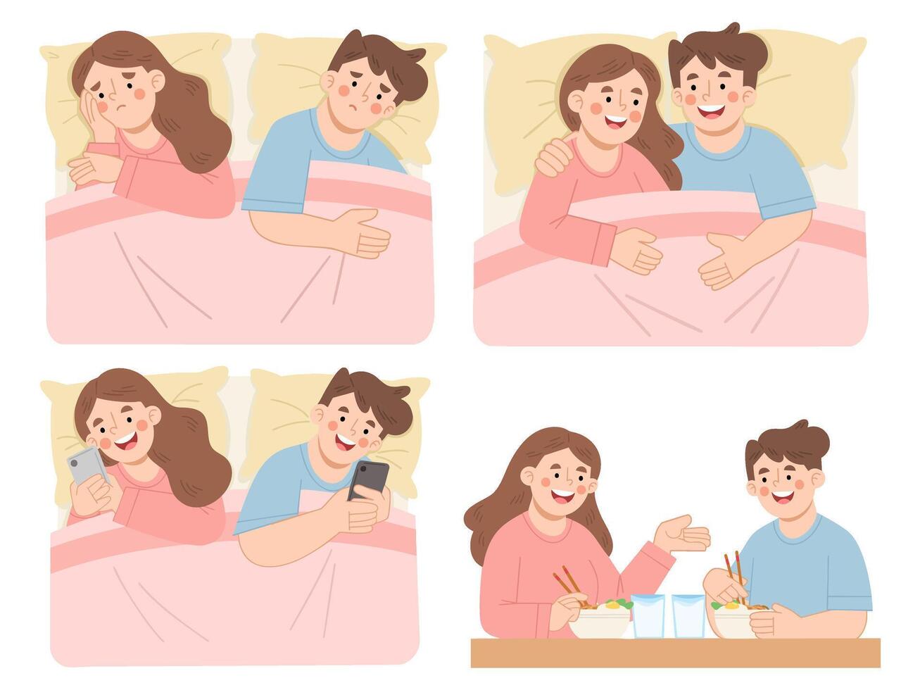 Illustration of a set of couple expressions vector
