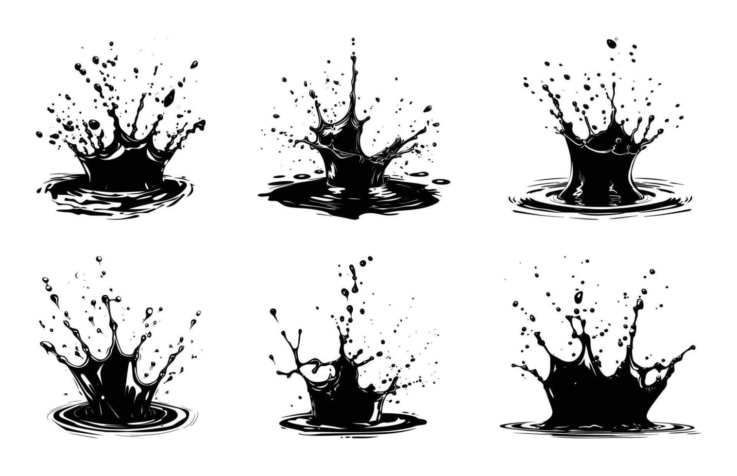 Water Splash Silhouette Set vector