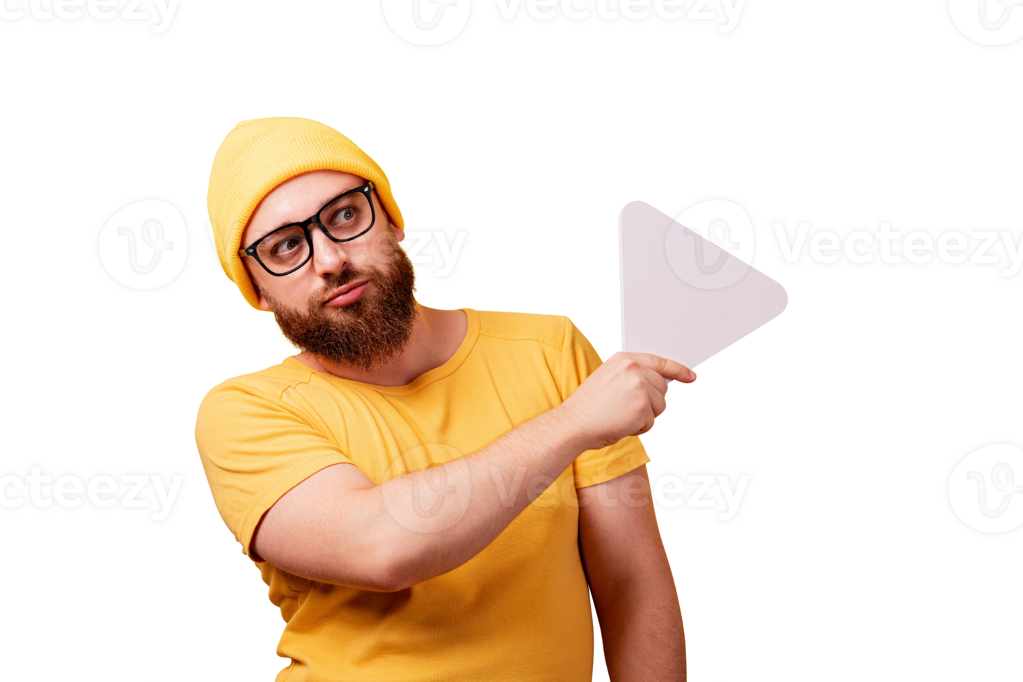 man holding play button png