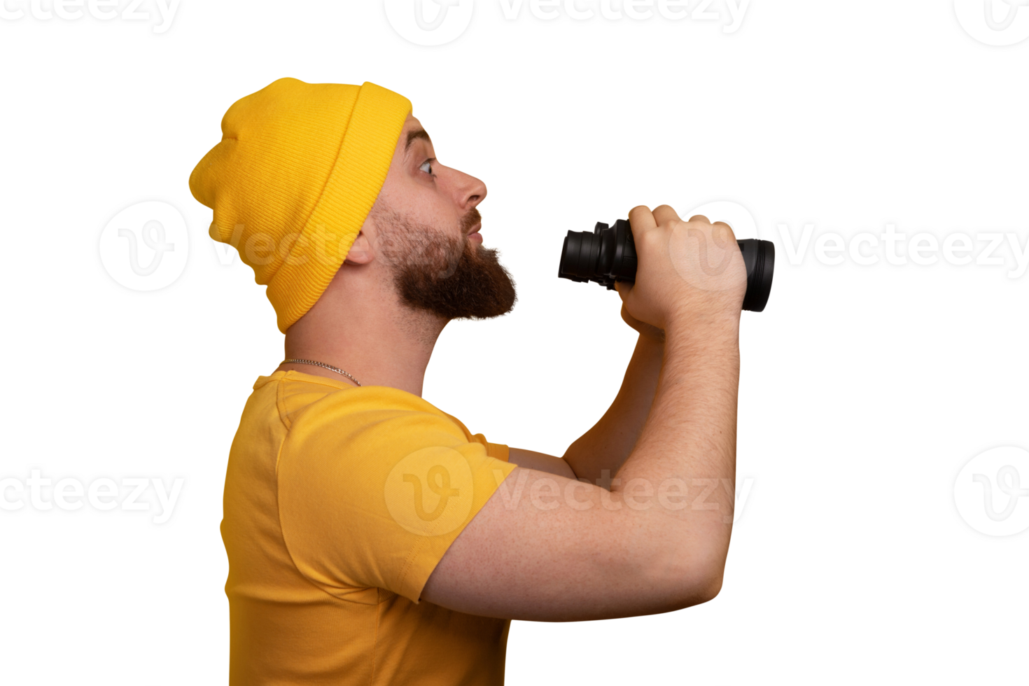 man with binoculars isolated png