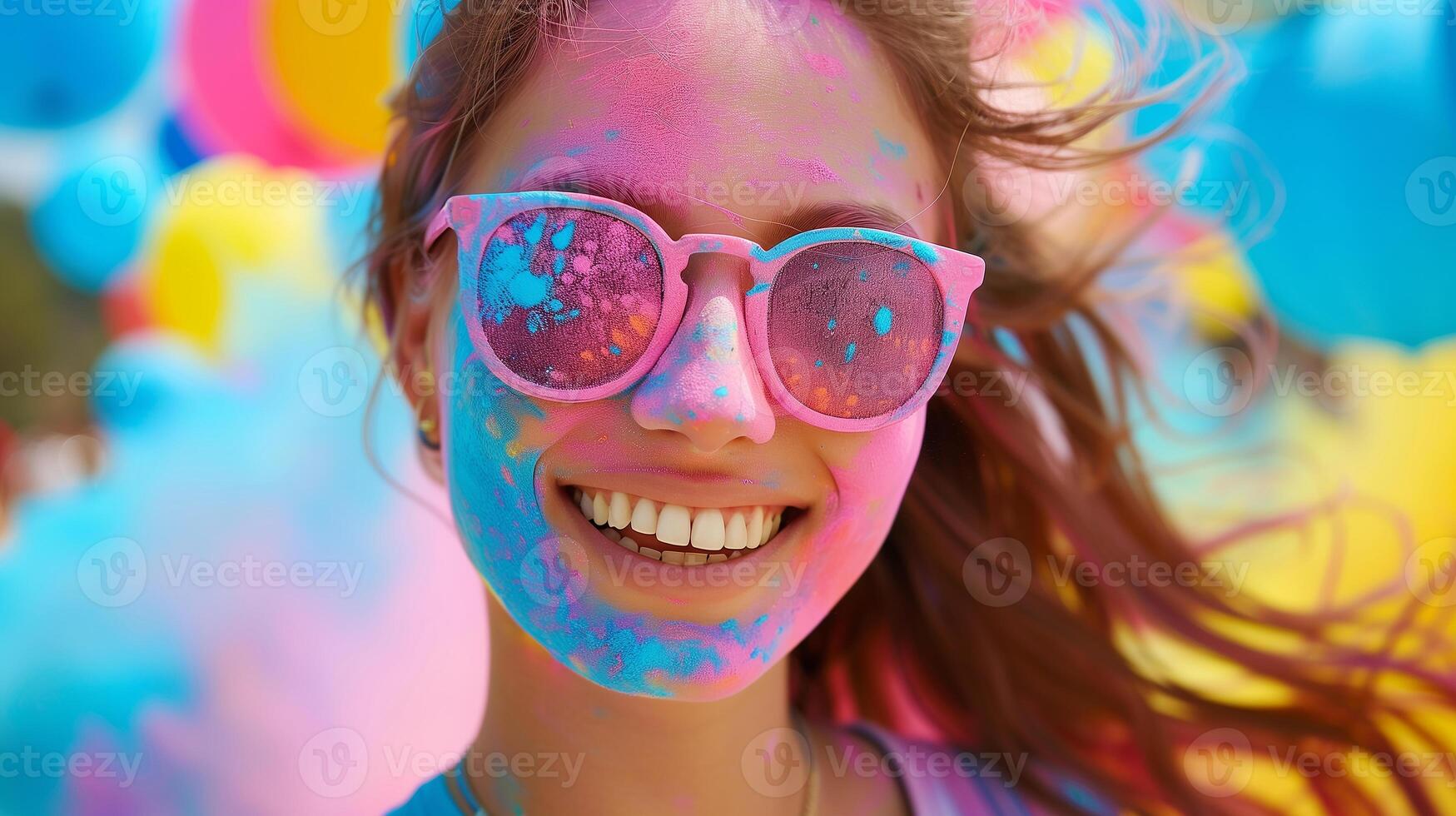 This Participants enjoy the Holi festival, joyfully throwing colors and celebrating together. photo