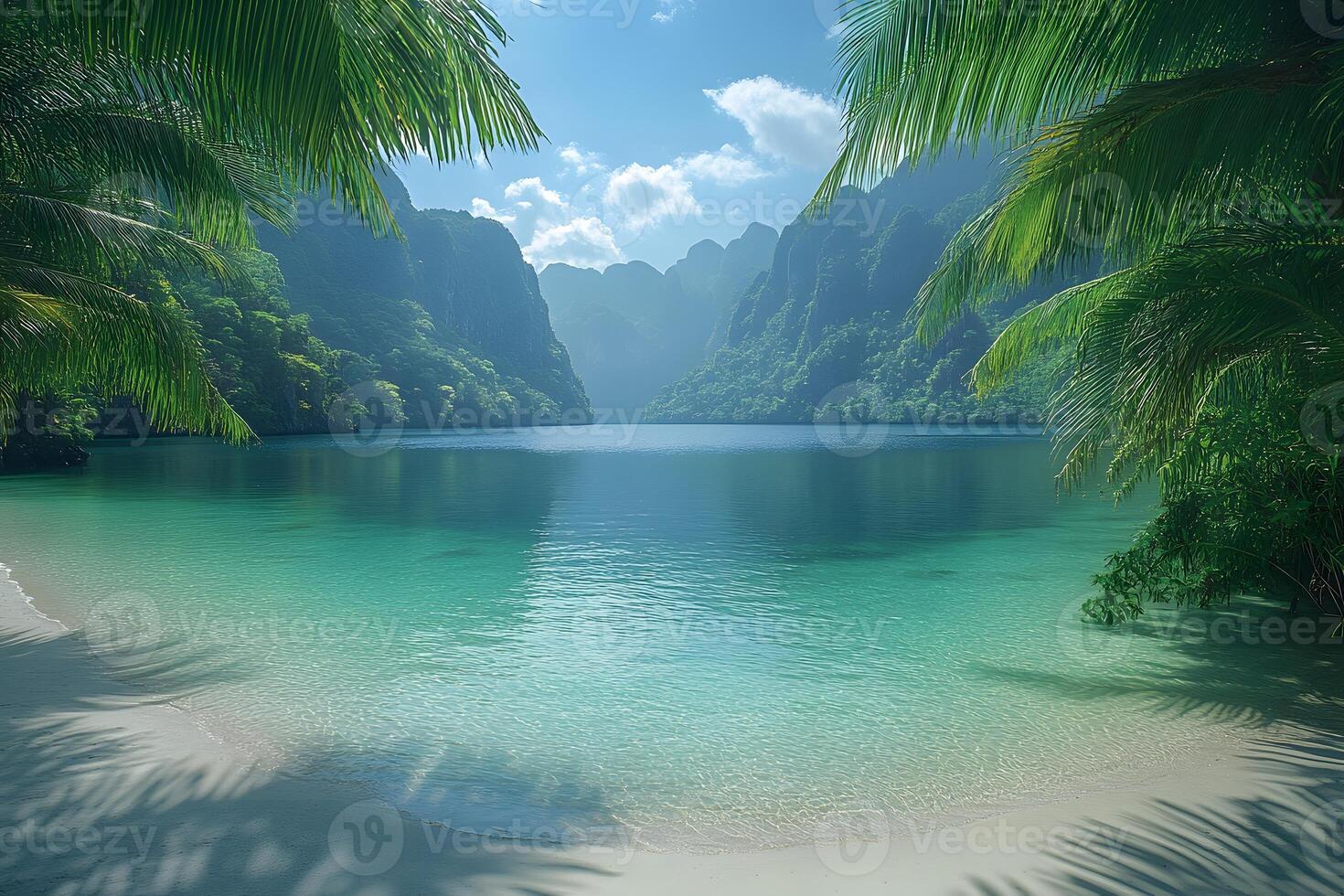 Tranquil Tropical Paradise with Pristine Beach and Crystal Clear Waters photo