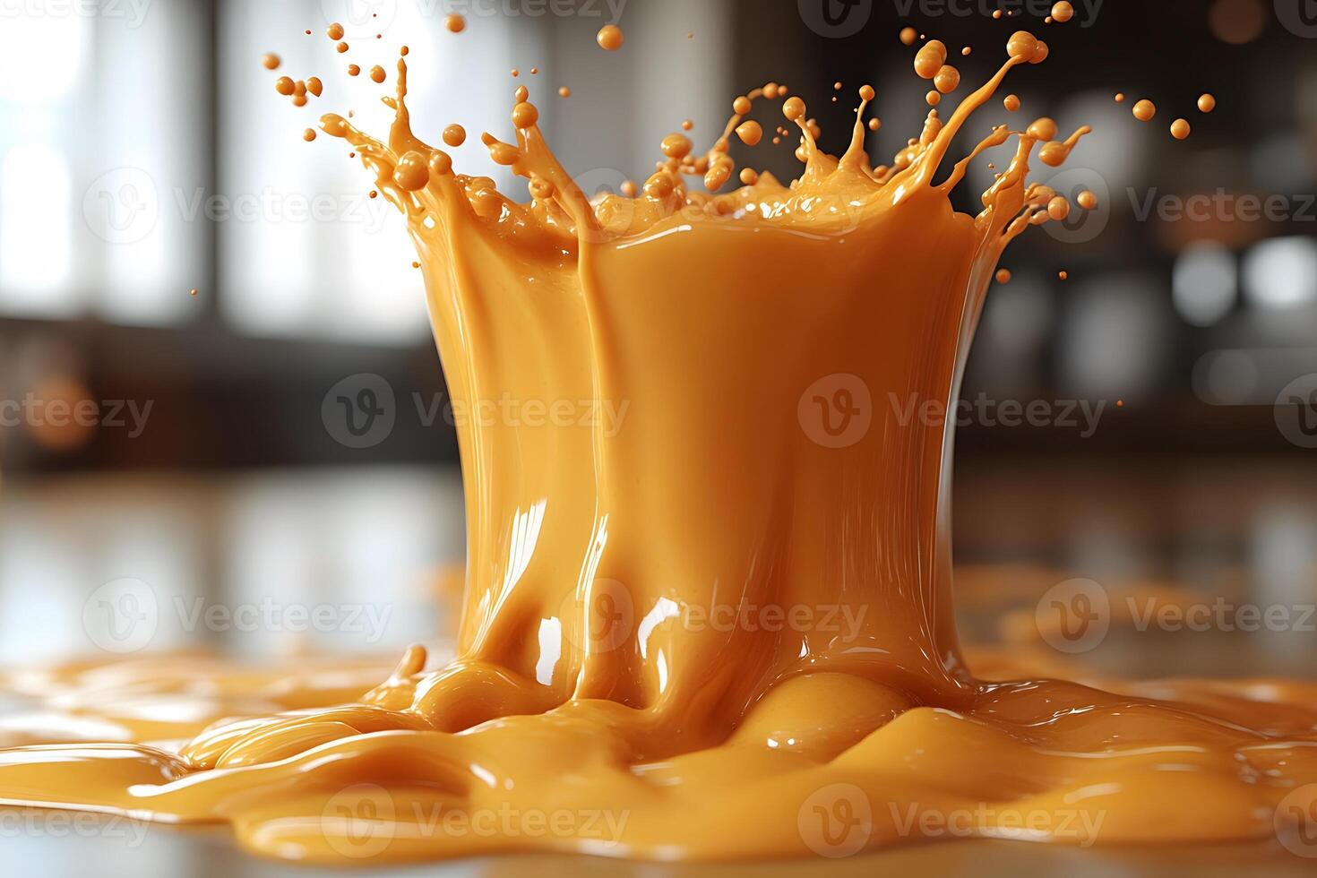 Dynamic Splash of Viscous Orange Liquid in Motion - Abstract Art for Creative Design photo