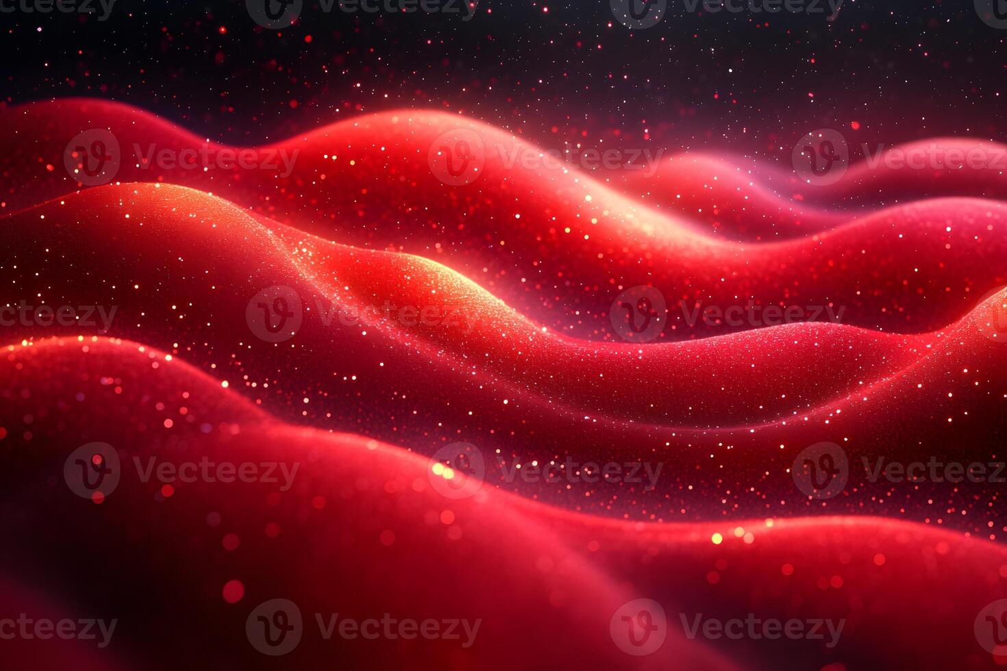 Abstract Red Landscape with Sparkling Dust Particles - Perfect for Modern Design and Art Projects photo
