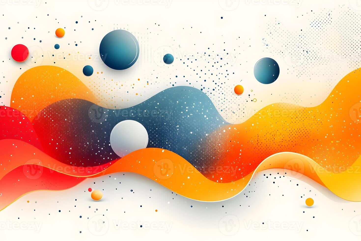 Abstract Wave Composition with Colorful Spheres and Gradient Patterns for Modern Design photo