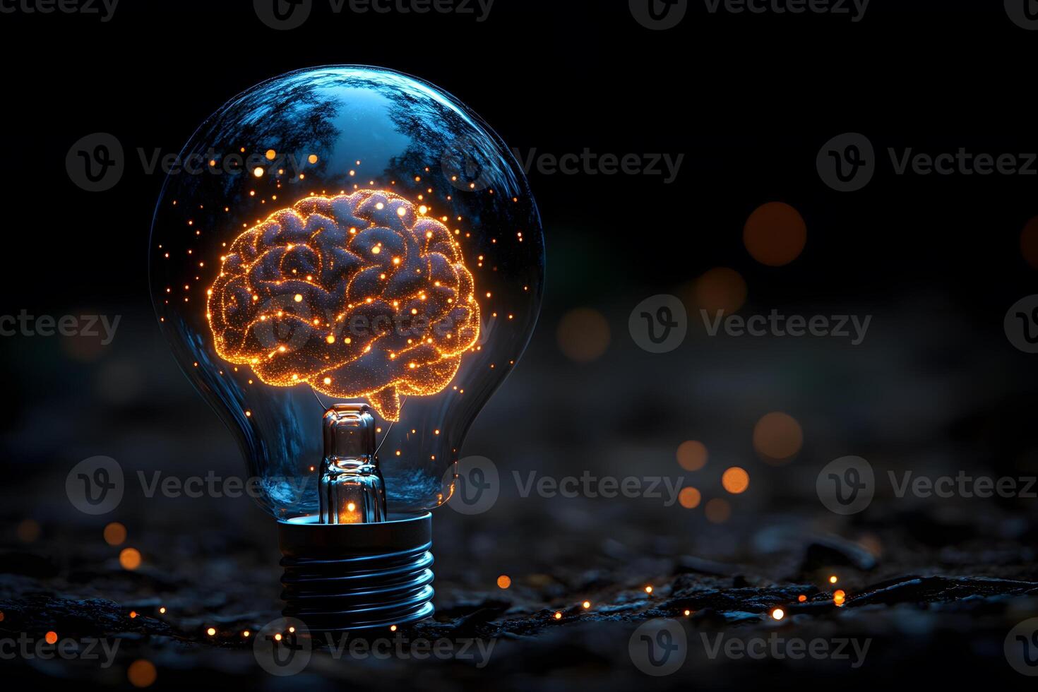 Innovative Mind Concept Brain Illuminated Inside Light Bulb for Creative Ideas and Inspiration photo