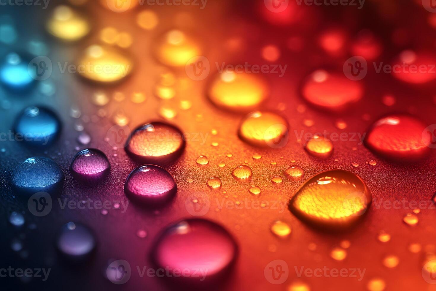 Vibrant Water Droplets on Gradient Surface for Colorful Background Design photo