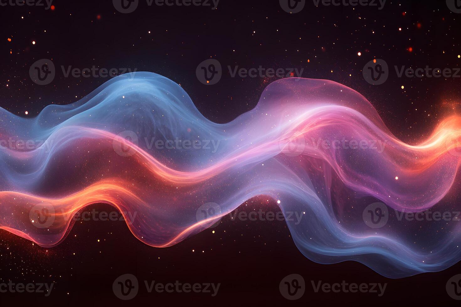 Abstract Colorful Swirling Neon Waves with Sparkling Particles for Futuristic Design photo