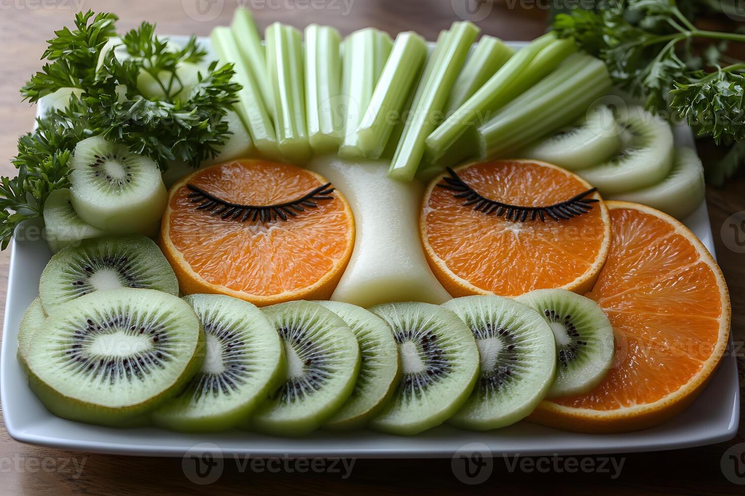 Creative Food Art with Orange and Kiwi Slices for Healthy Snacking Ideas photo