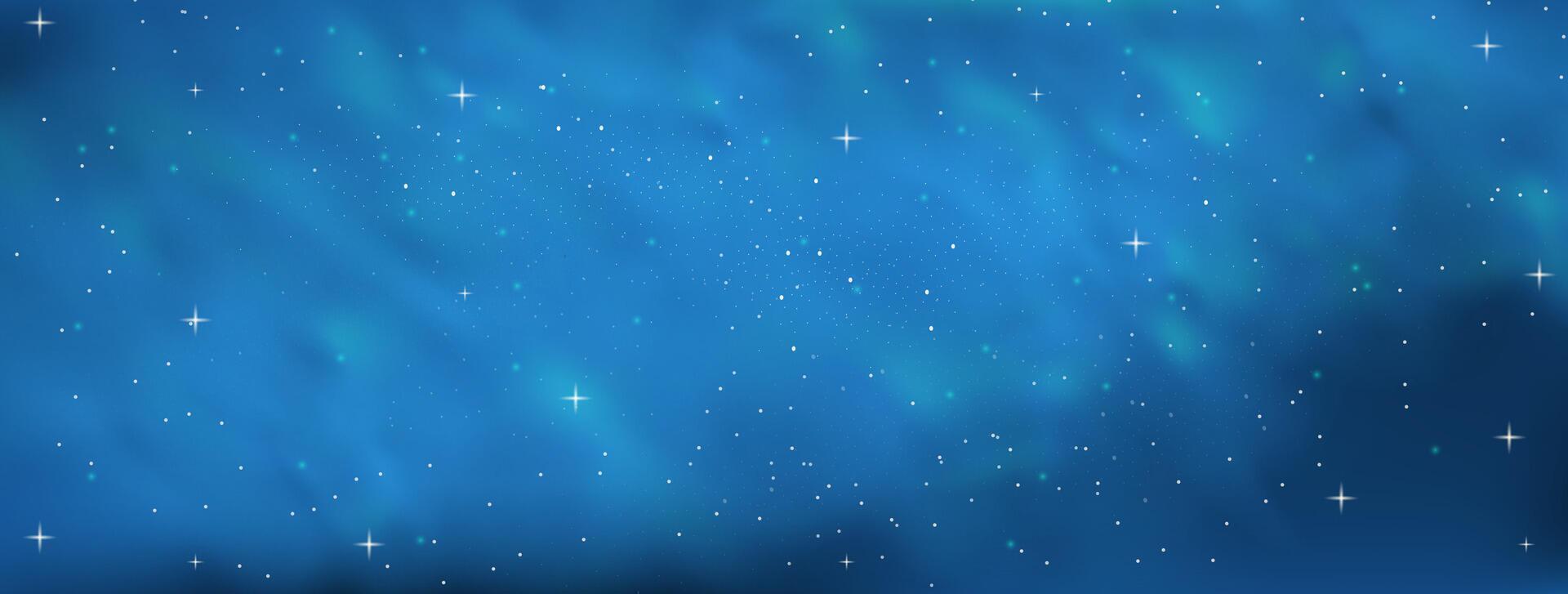 A blue sky with stars and a bright aurora vector