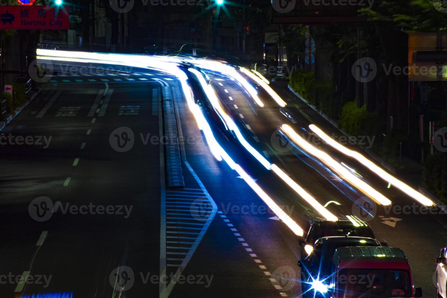 A timelapse of the downtown street at OUME avenue in Tokyo long exposure photo