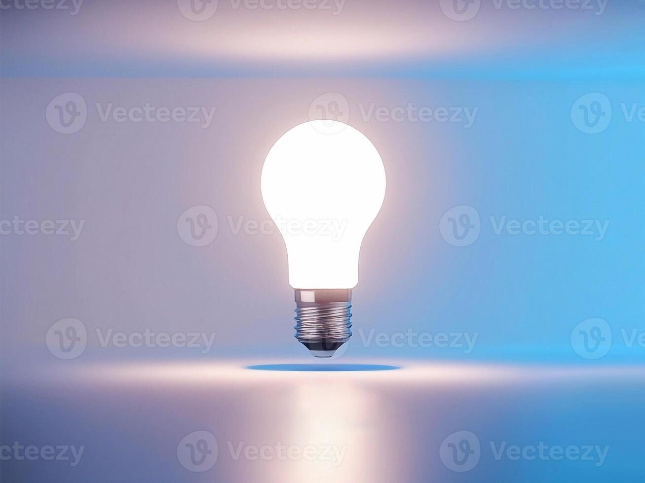Sleek light modern bulb emitting soft, diffused light against clean background with hints of blue photo