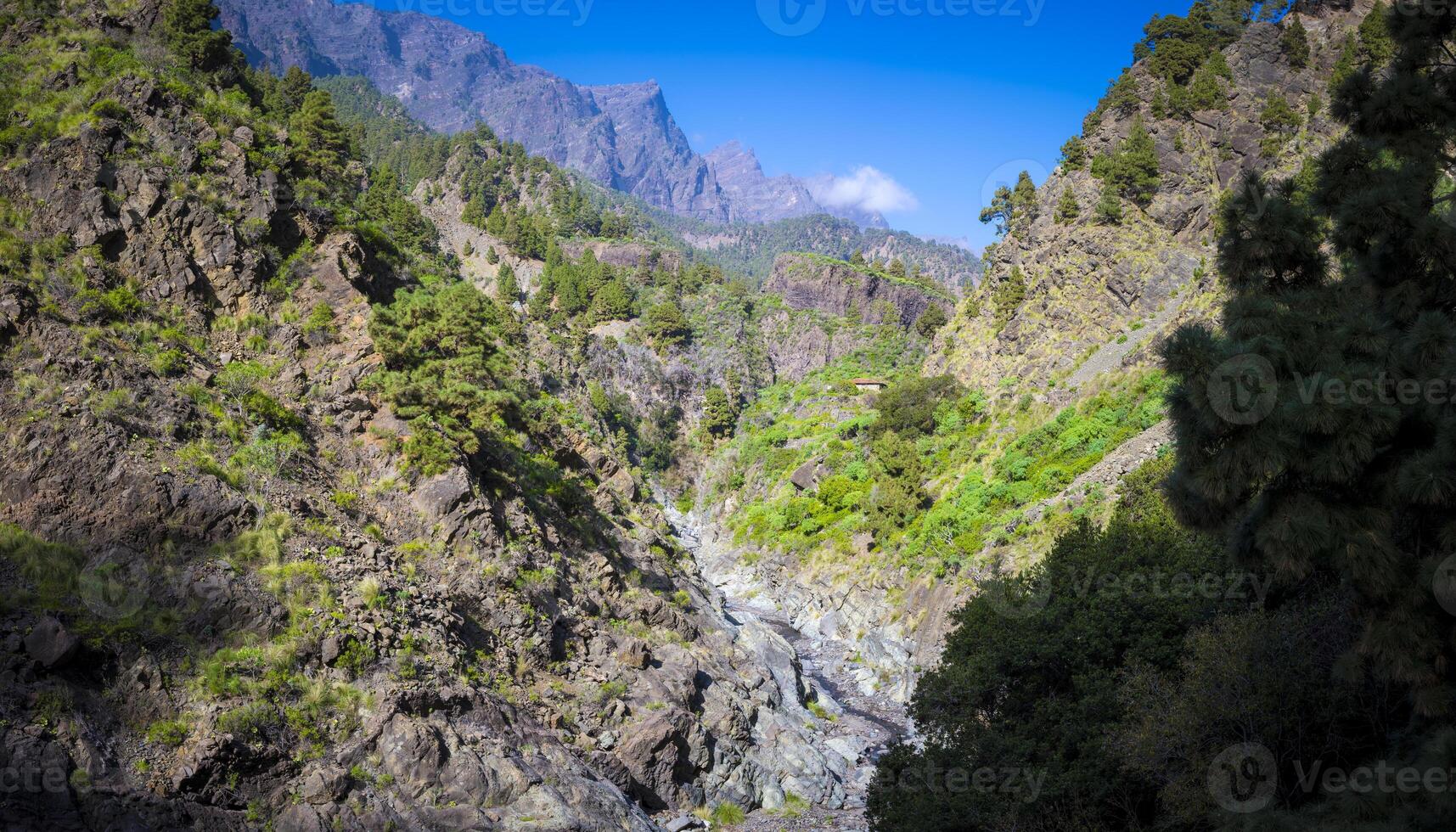 View at Barranco de las Angustias and Caldera de Taburiente on La Palma, Canary Islands, Spain photo