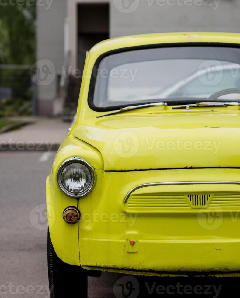front view of a bright retro car photo