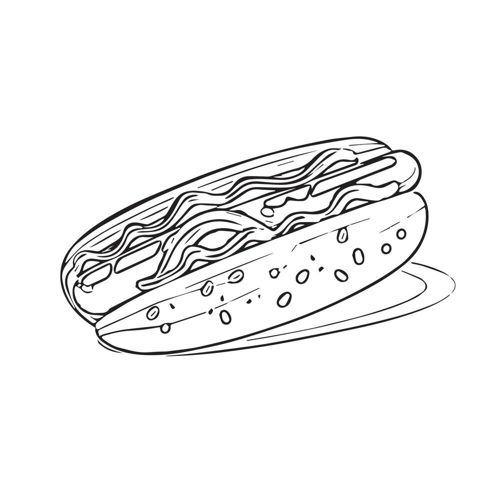hotdog eat design meat cuisine grill vector