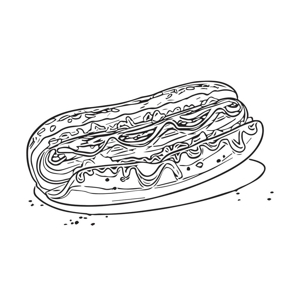 junk sausage illustration hotdog hot fastfood vector