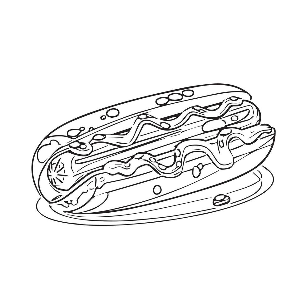 food sausage bun design burger tasty vector