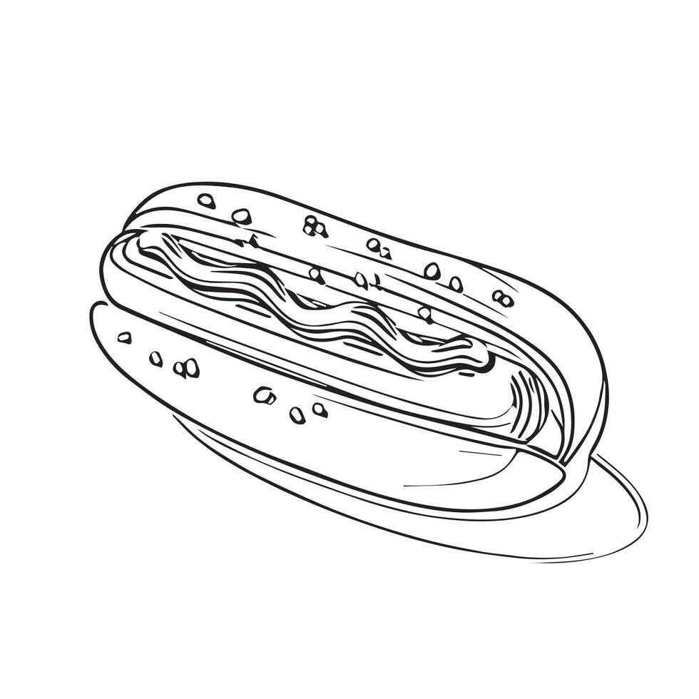 american dog junk menu mustard outline vector
