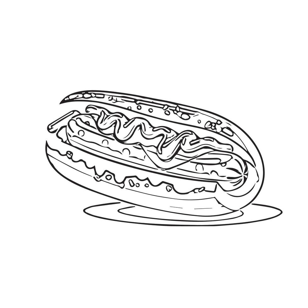 barbecue fast ketchup illustration mustard outline vector