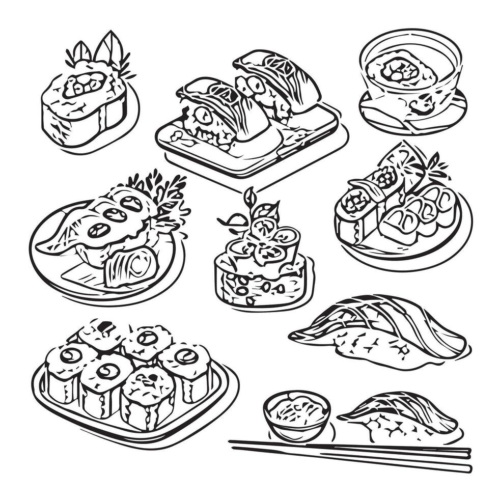 menu japanese brown traditional icon background vector