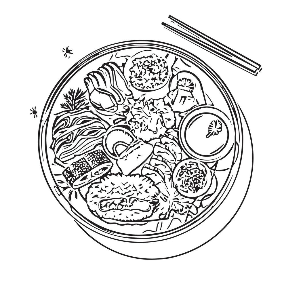 japanese food fresh raw eat background soup vector
